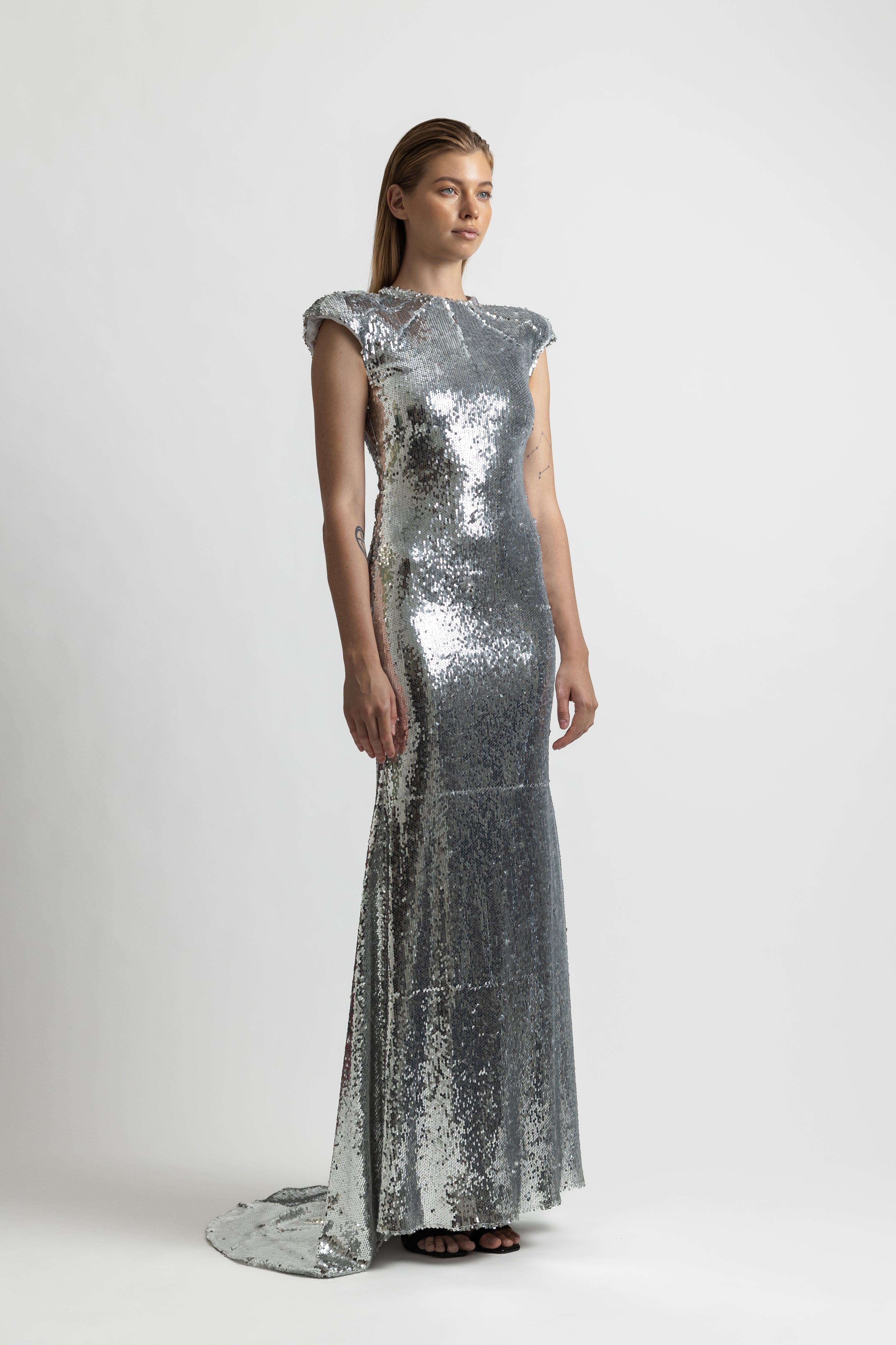 Silver Sequin Gown