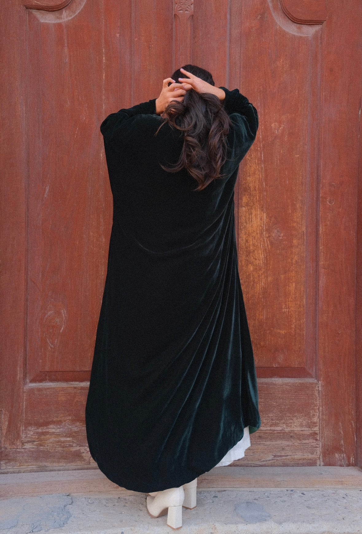 Emerald green reversible bisht