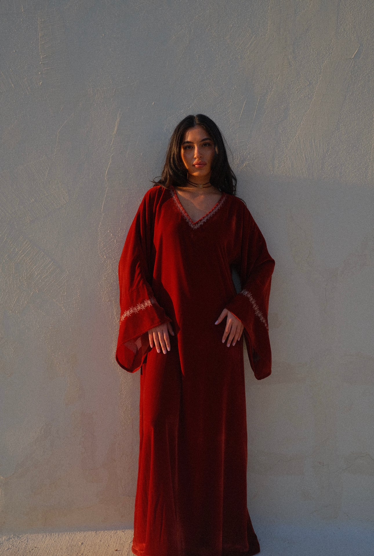 Embroidered Velvet Kaftan