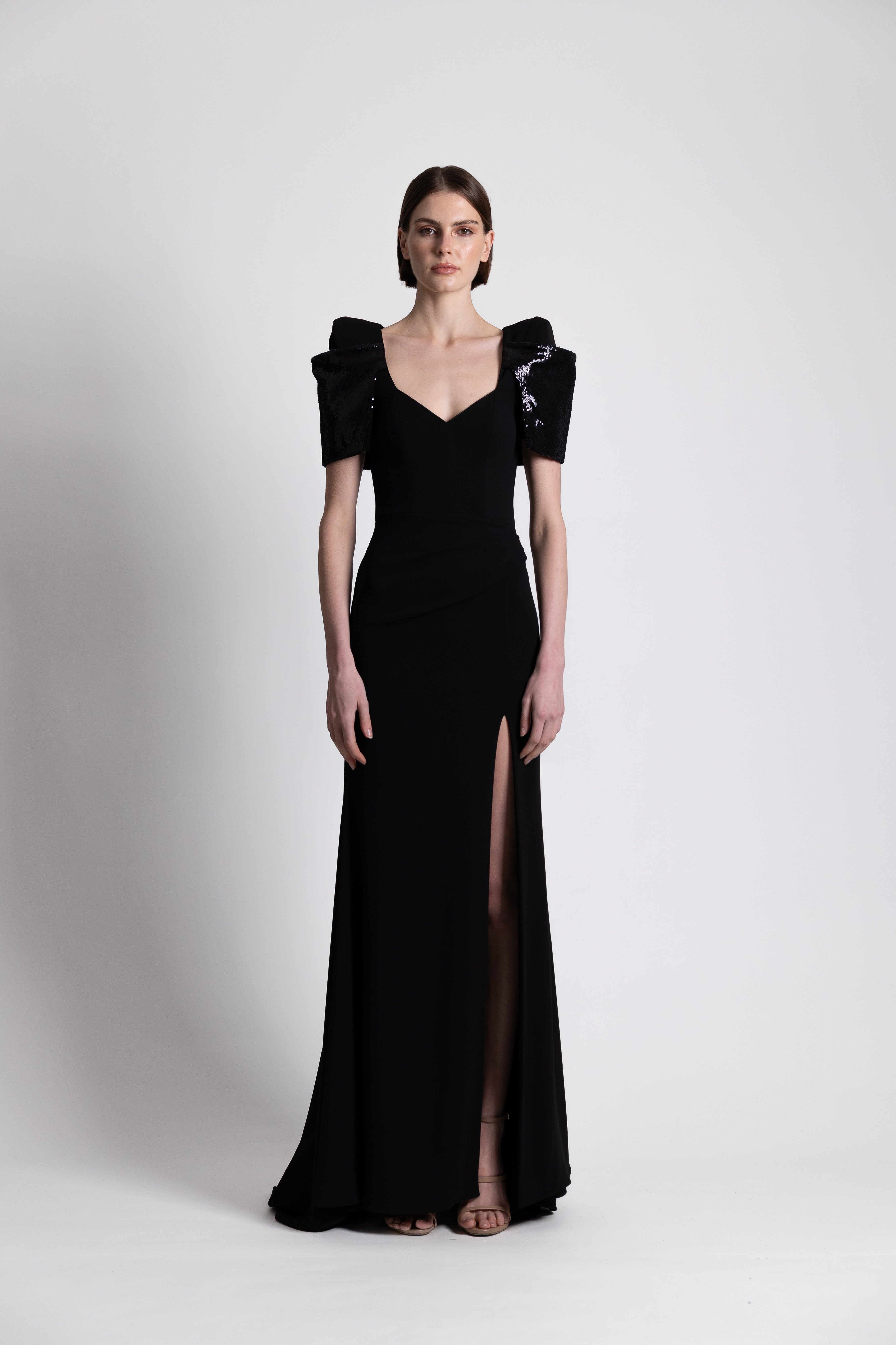 Half Sleeves Black Gown