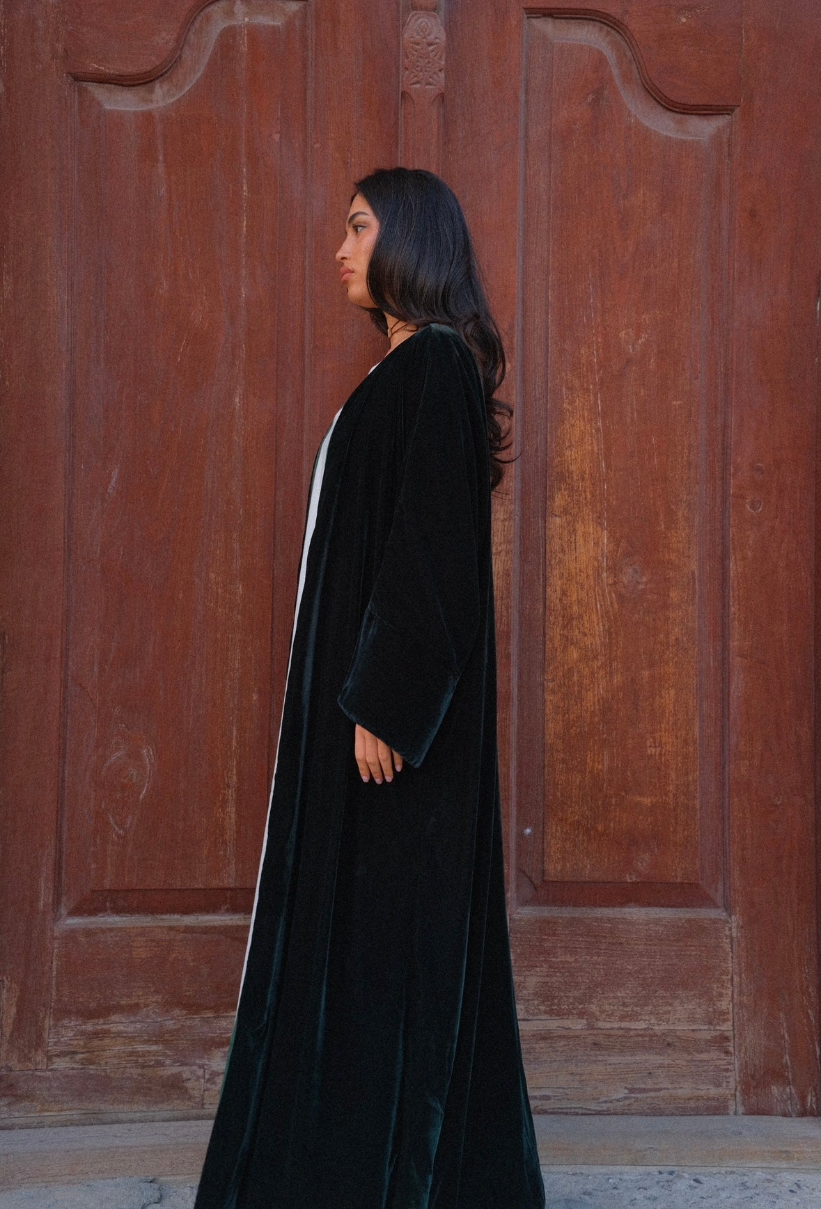 Emerald green reversible bisht