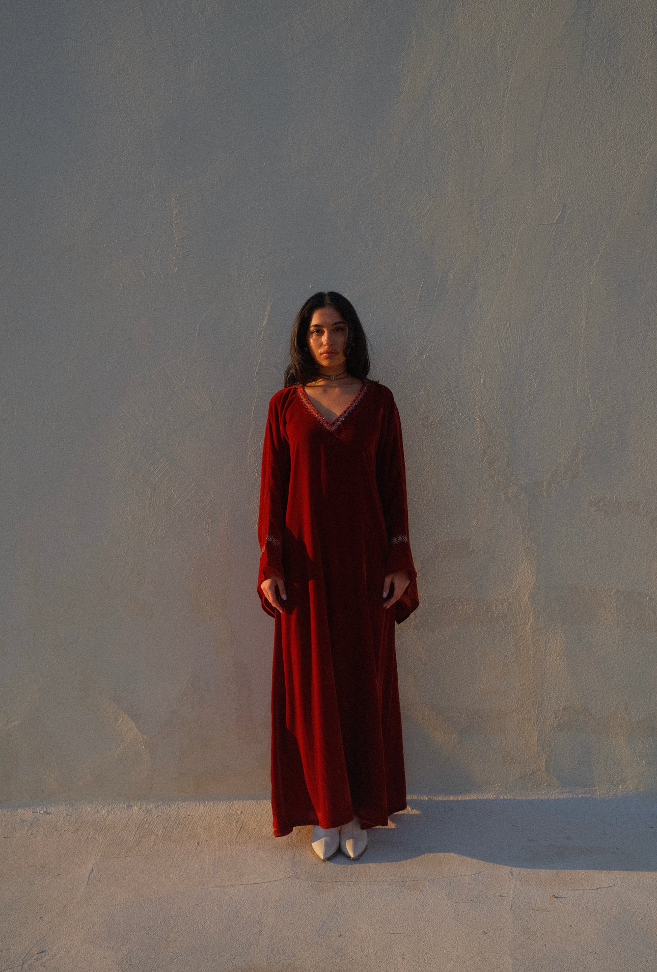 Embroidered Velvet Kaftan