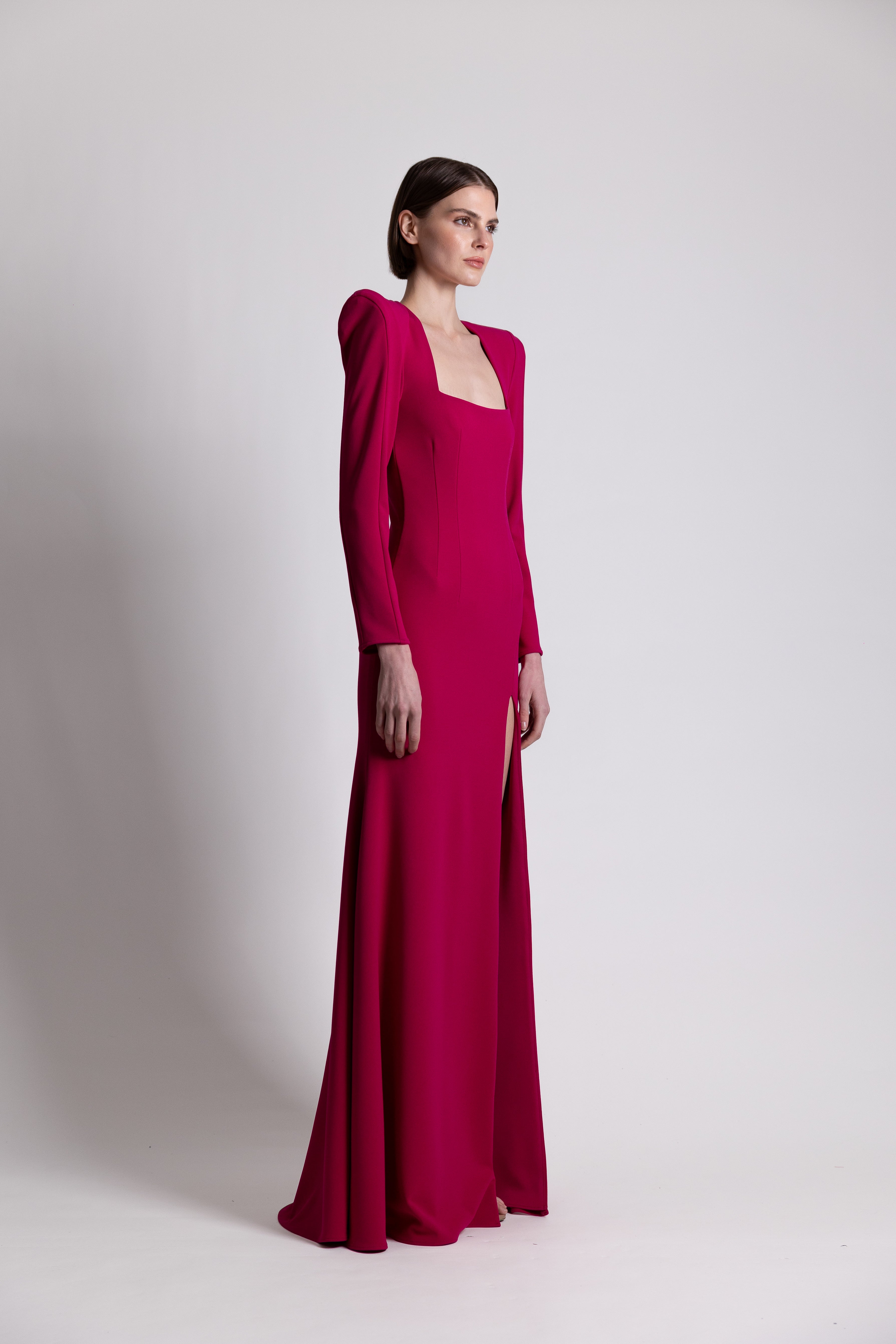Magenta Long Sleeves Gown