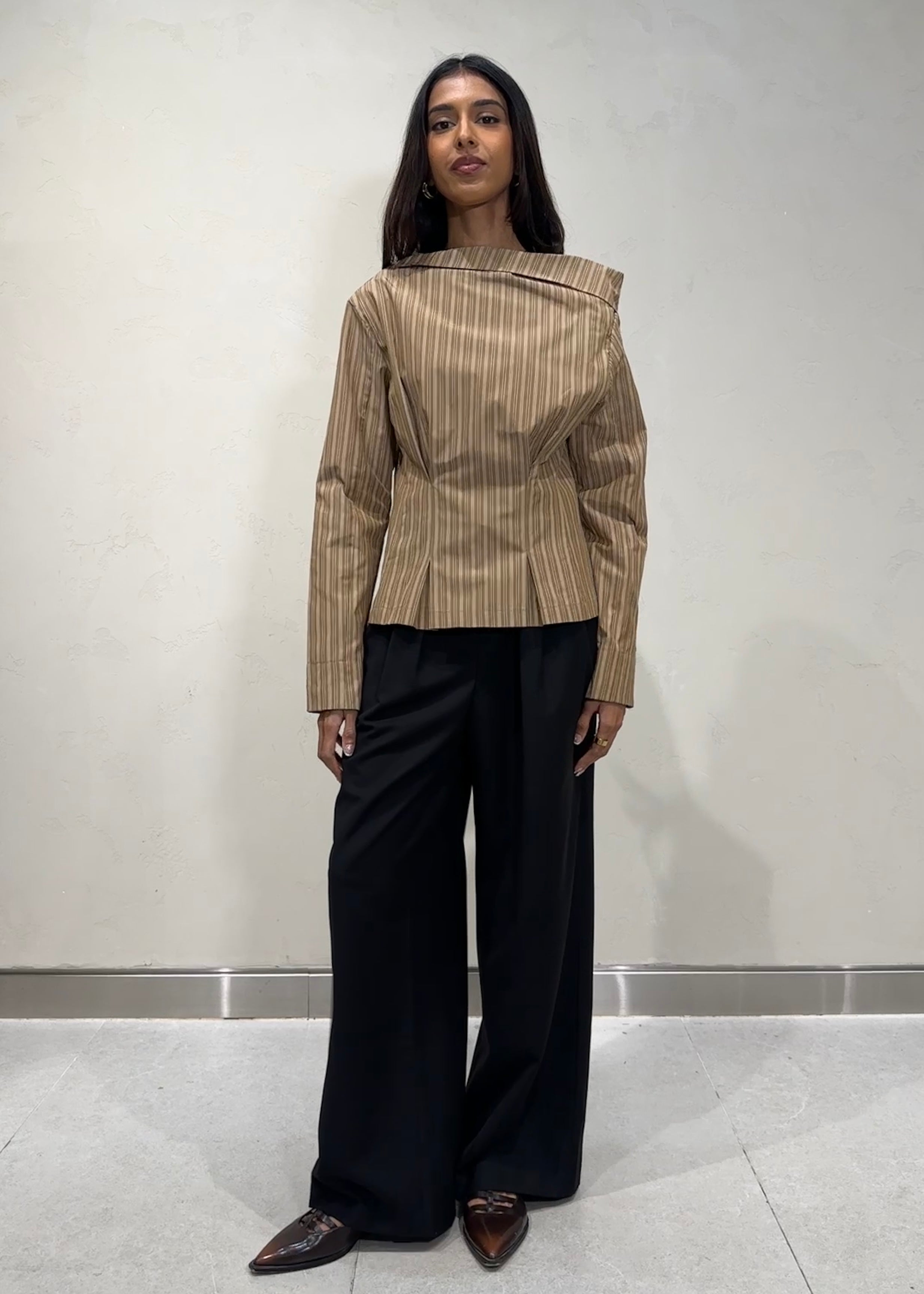 One-Shoulder Striped Shirt