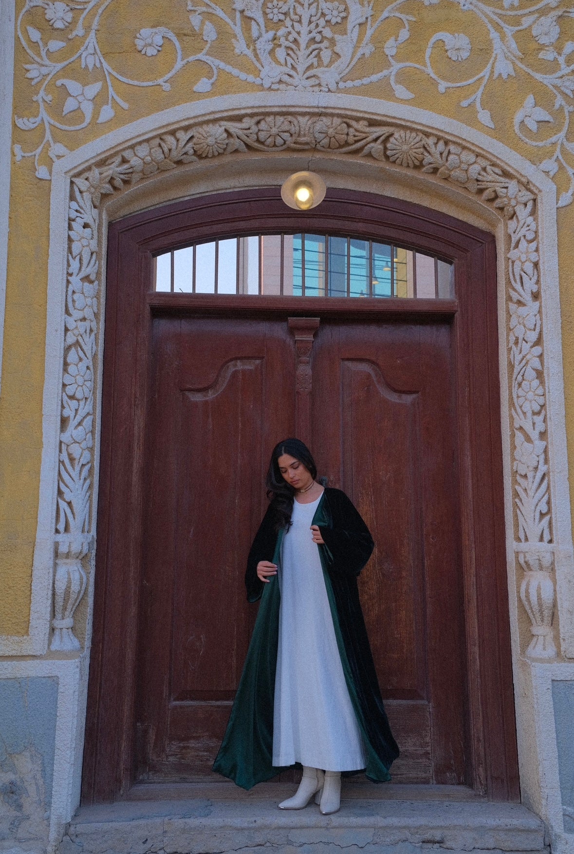 Emerald green reversible bisht