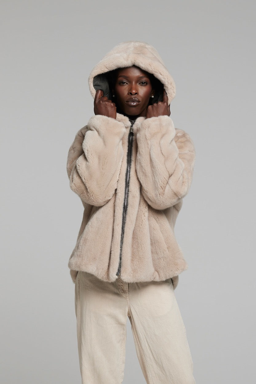 Reversible mink jacket