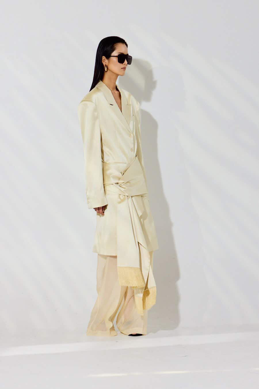 Fringed-Belt Blazer