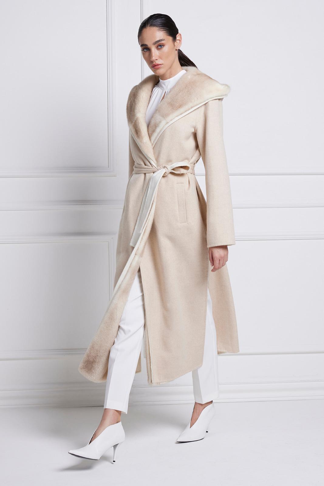 Cashmere Coat with mink hoodie
