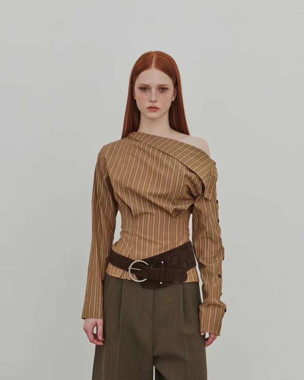 One-Shoulder Striped Shirt