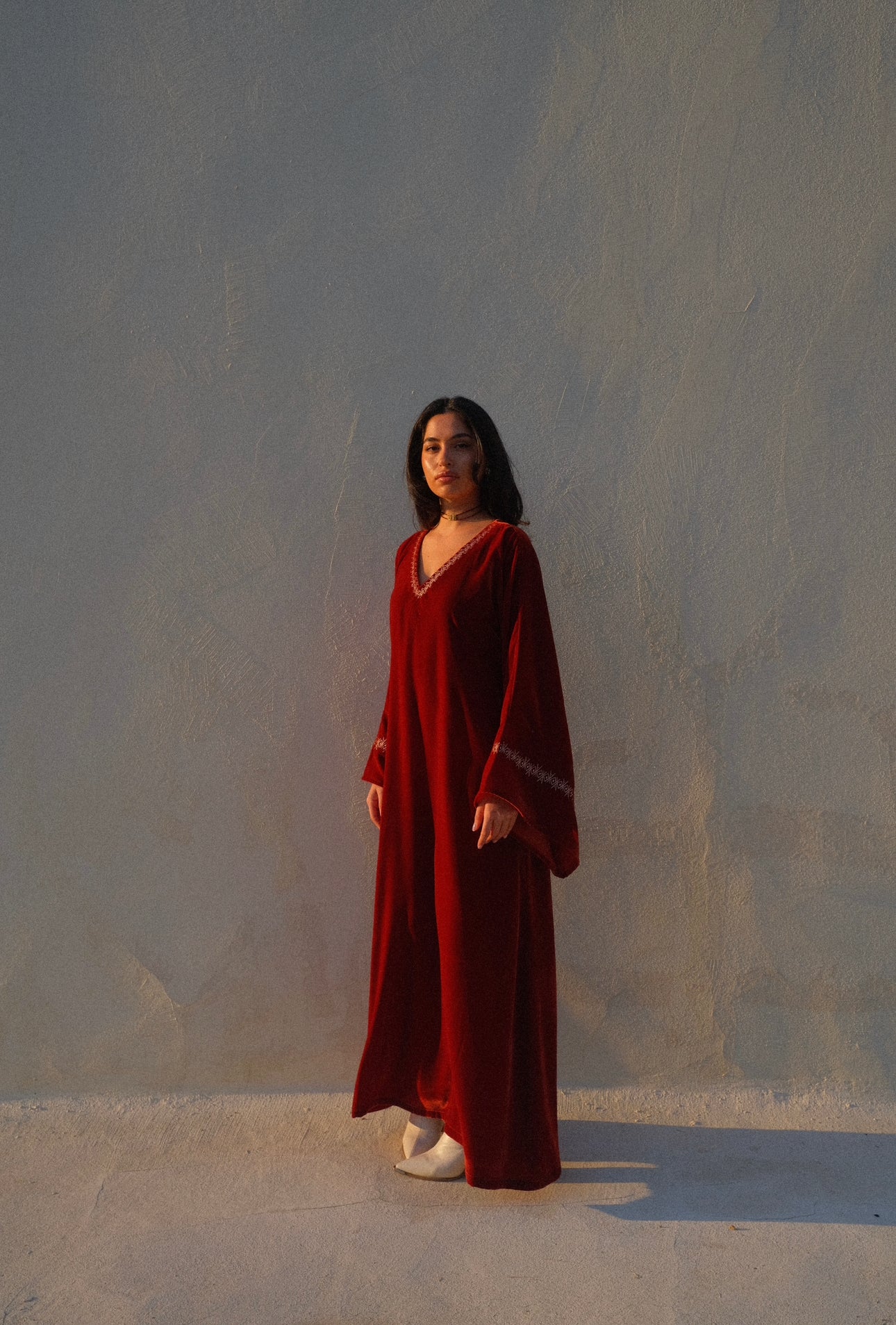Embroidered Velvet Kaftan