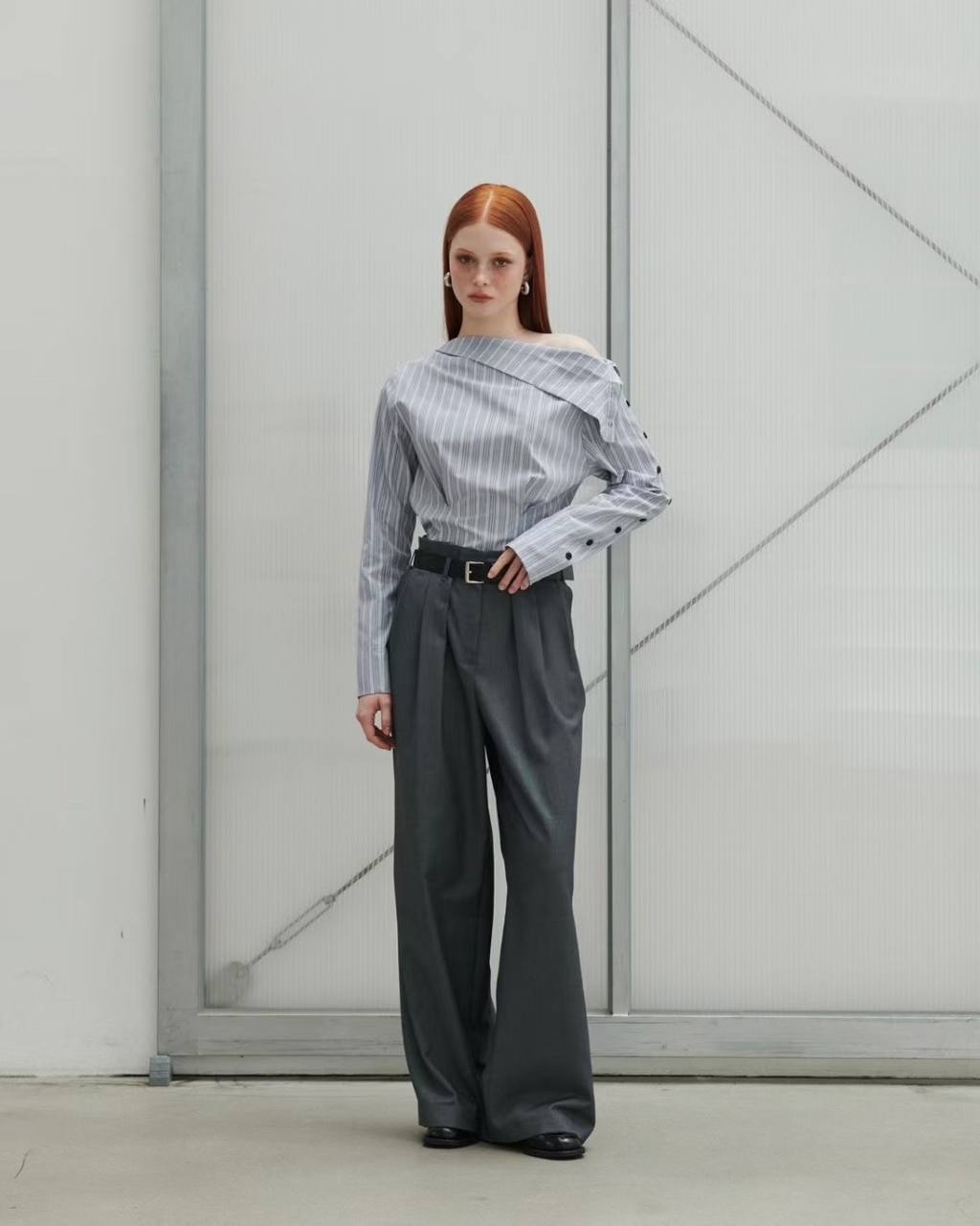 One-Shoulder Striped Shirt