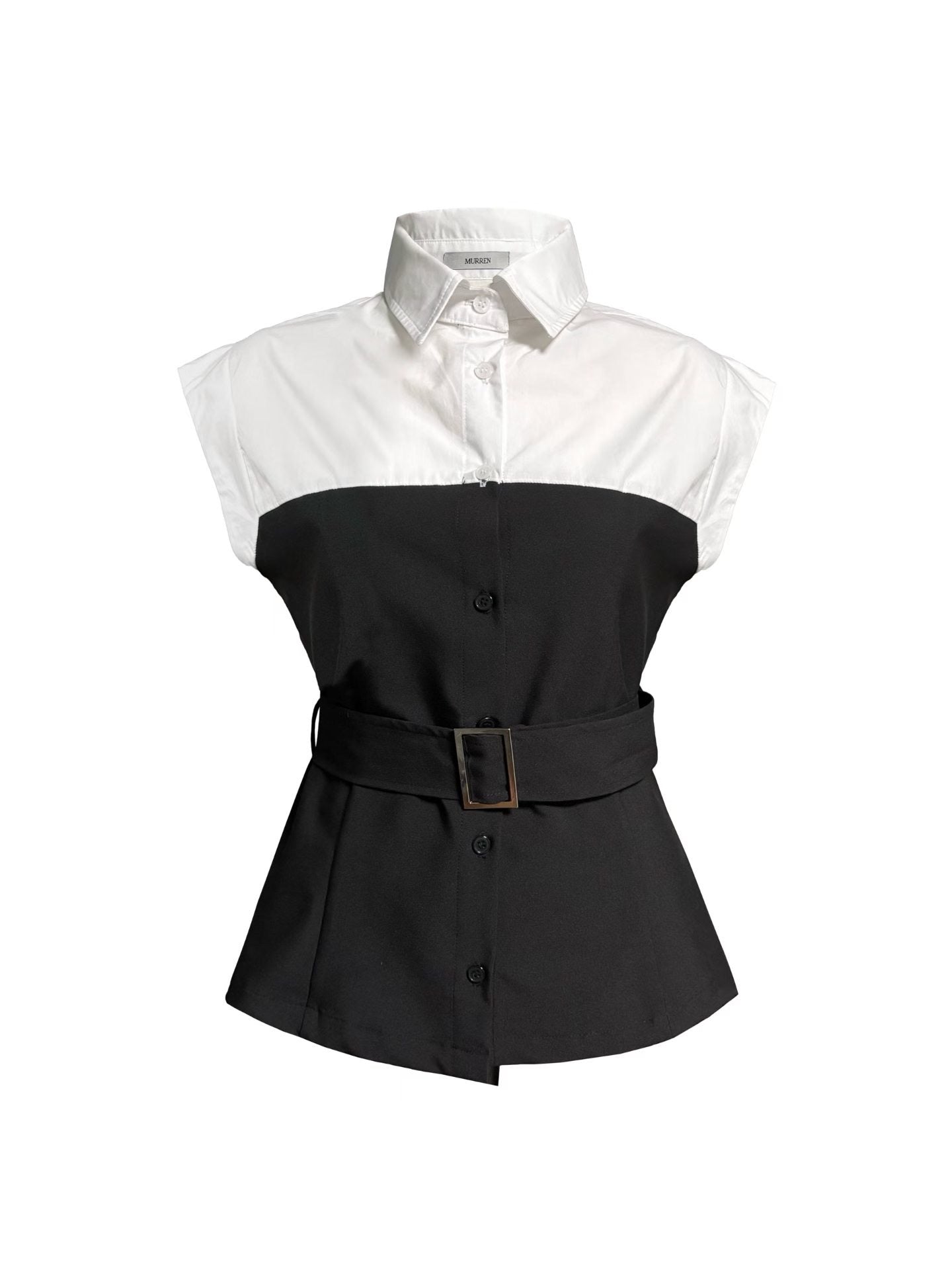 Dual-tone Belted Shirt