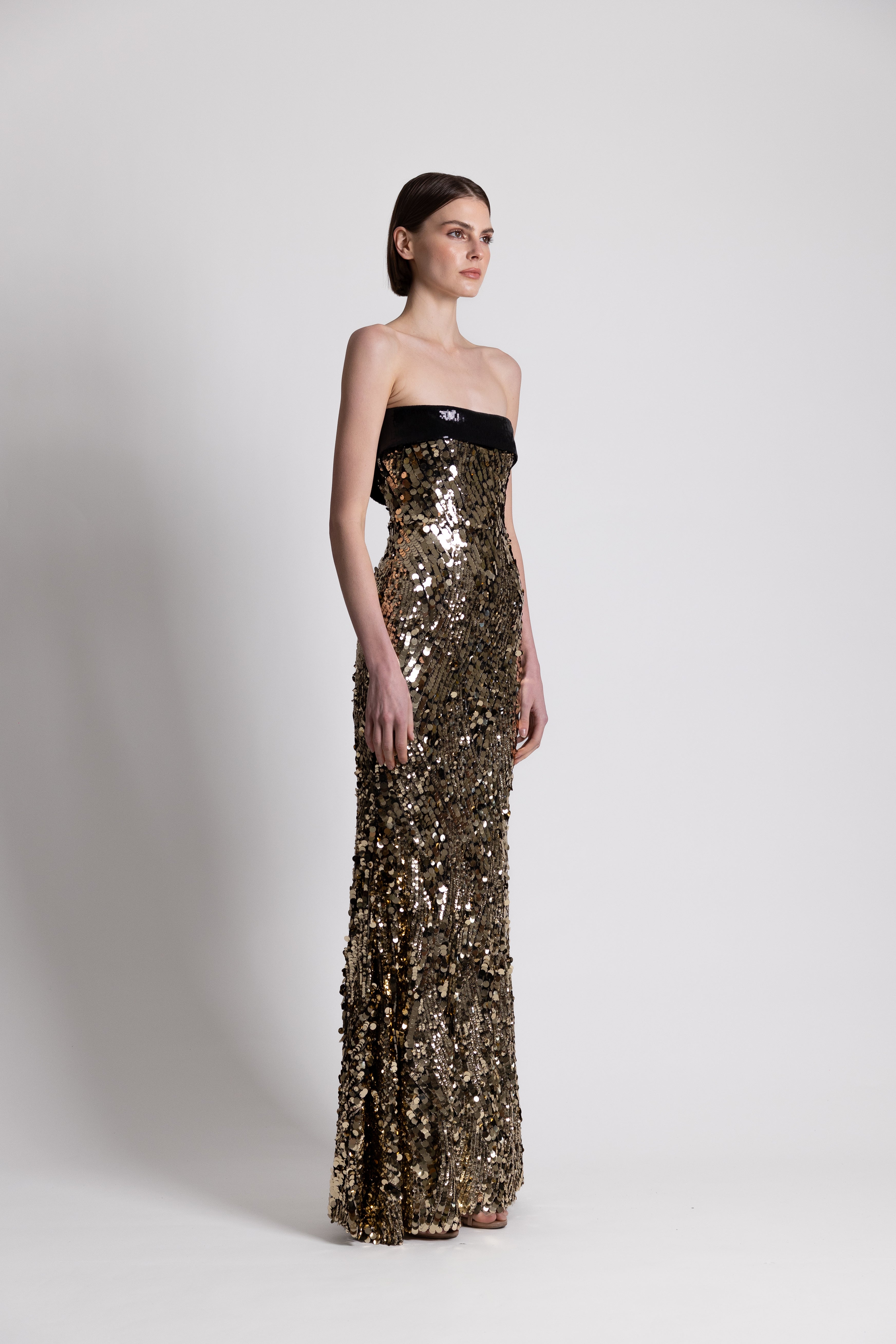 Gold X Black Sequins Gown