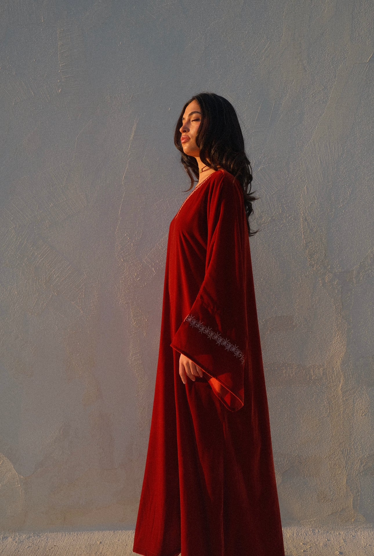 Embroidered Velvet Kaftan
