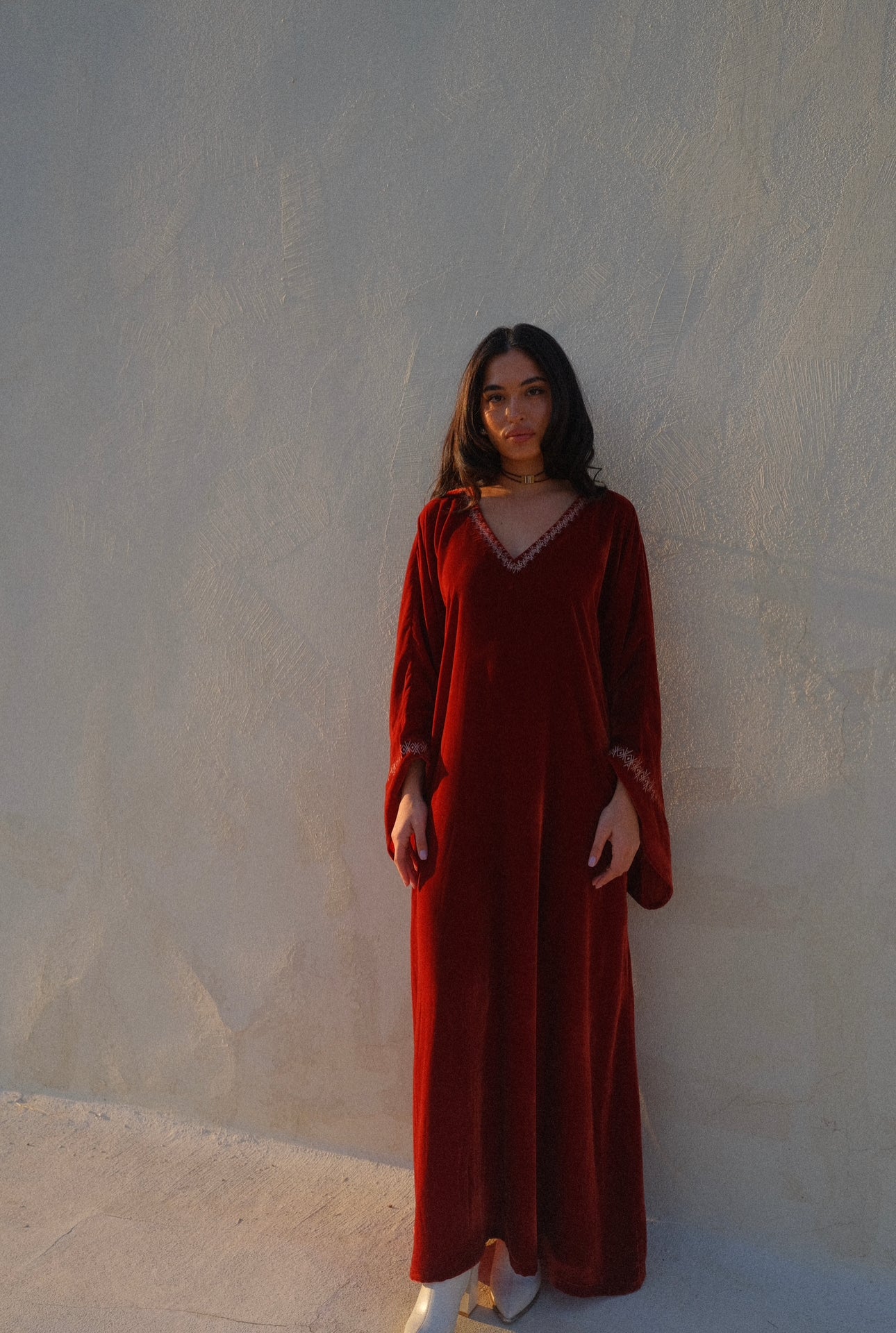 Embroidered Velvet Kaftan