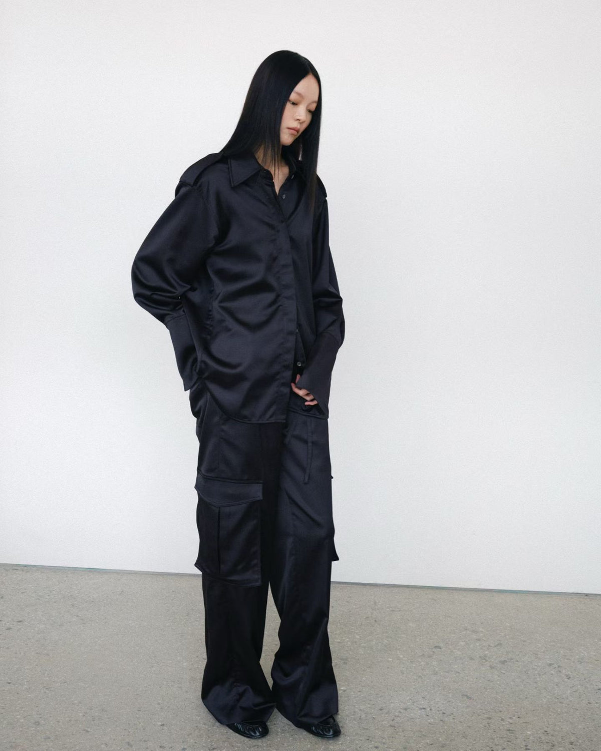 Satin Cargo Pants