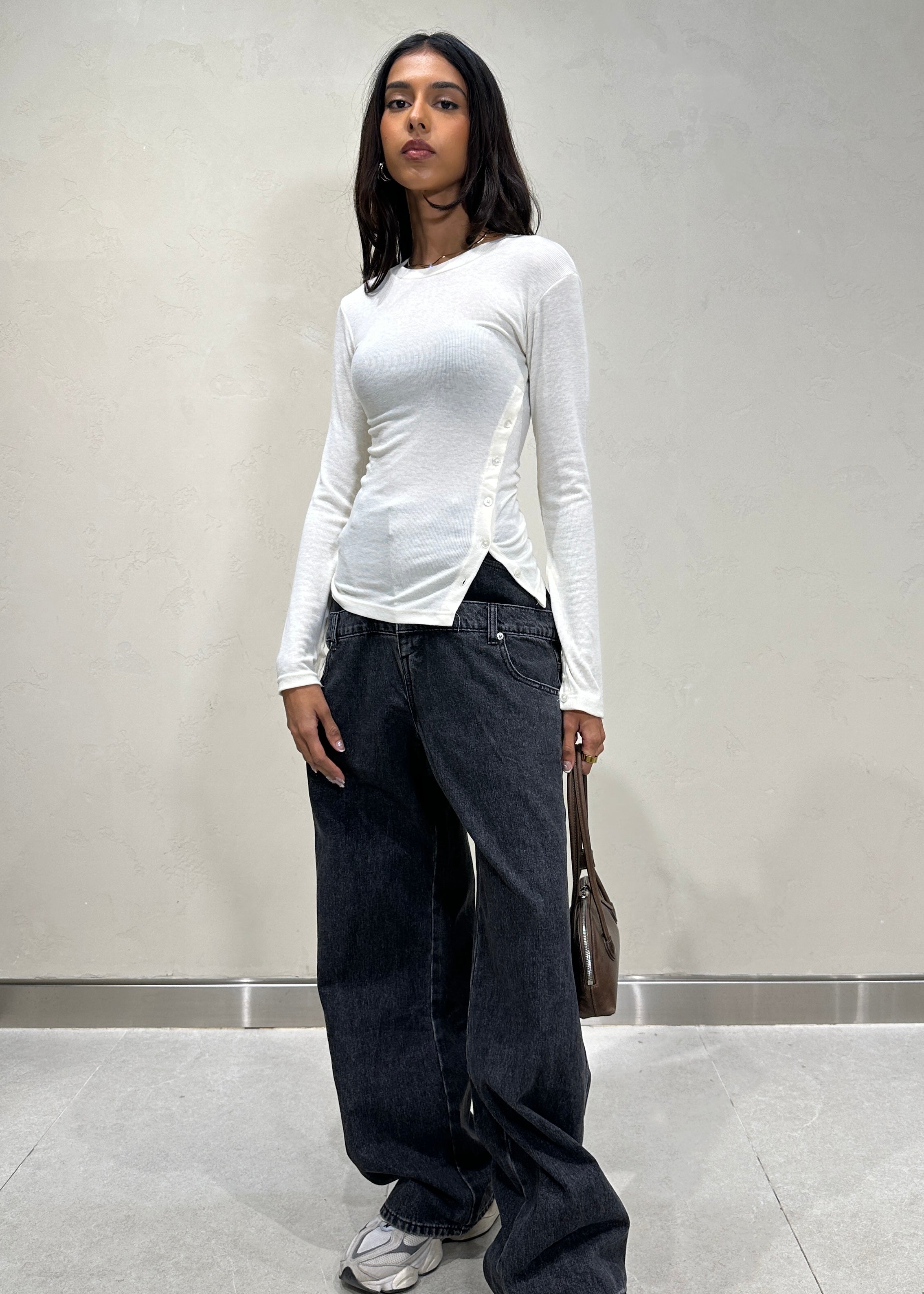 Buttoned Slit T-Shirt