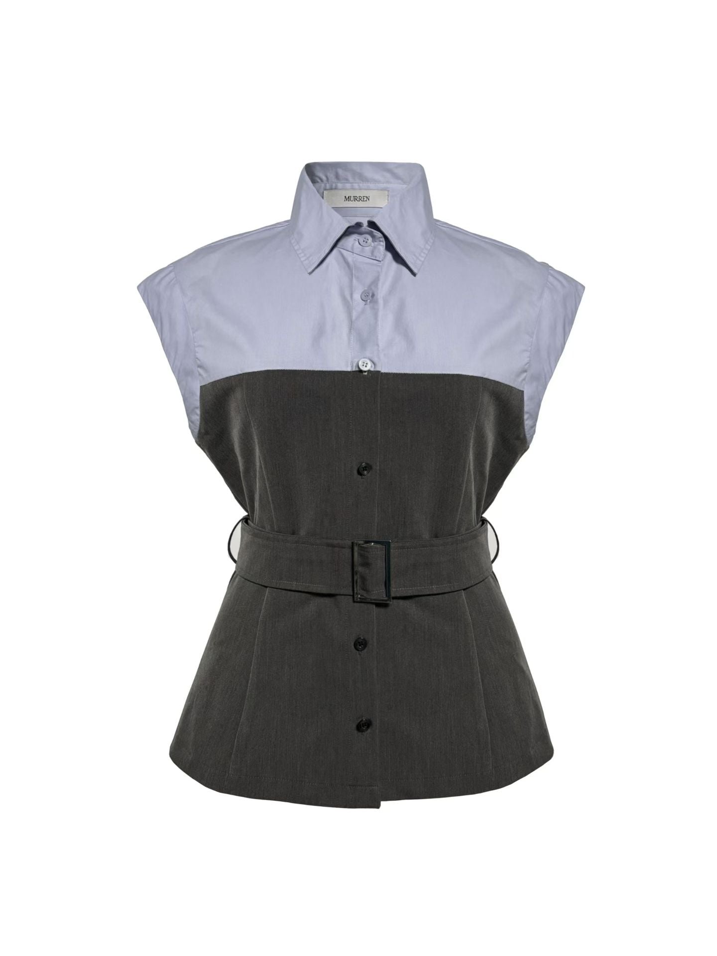 Dual-tone Belted Shirt