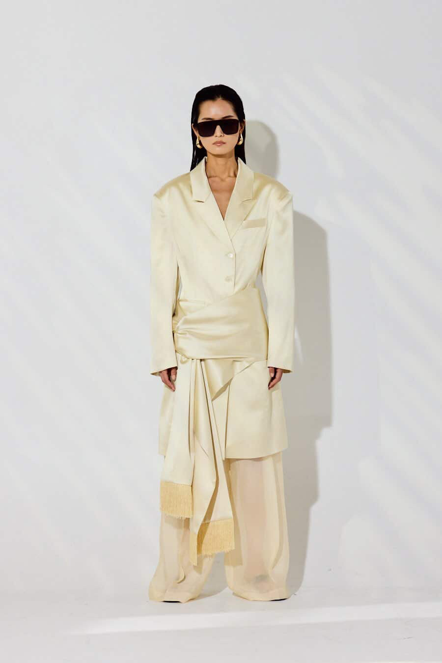 Fringed-Belt Blazer