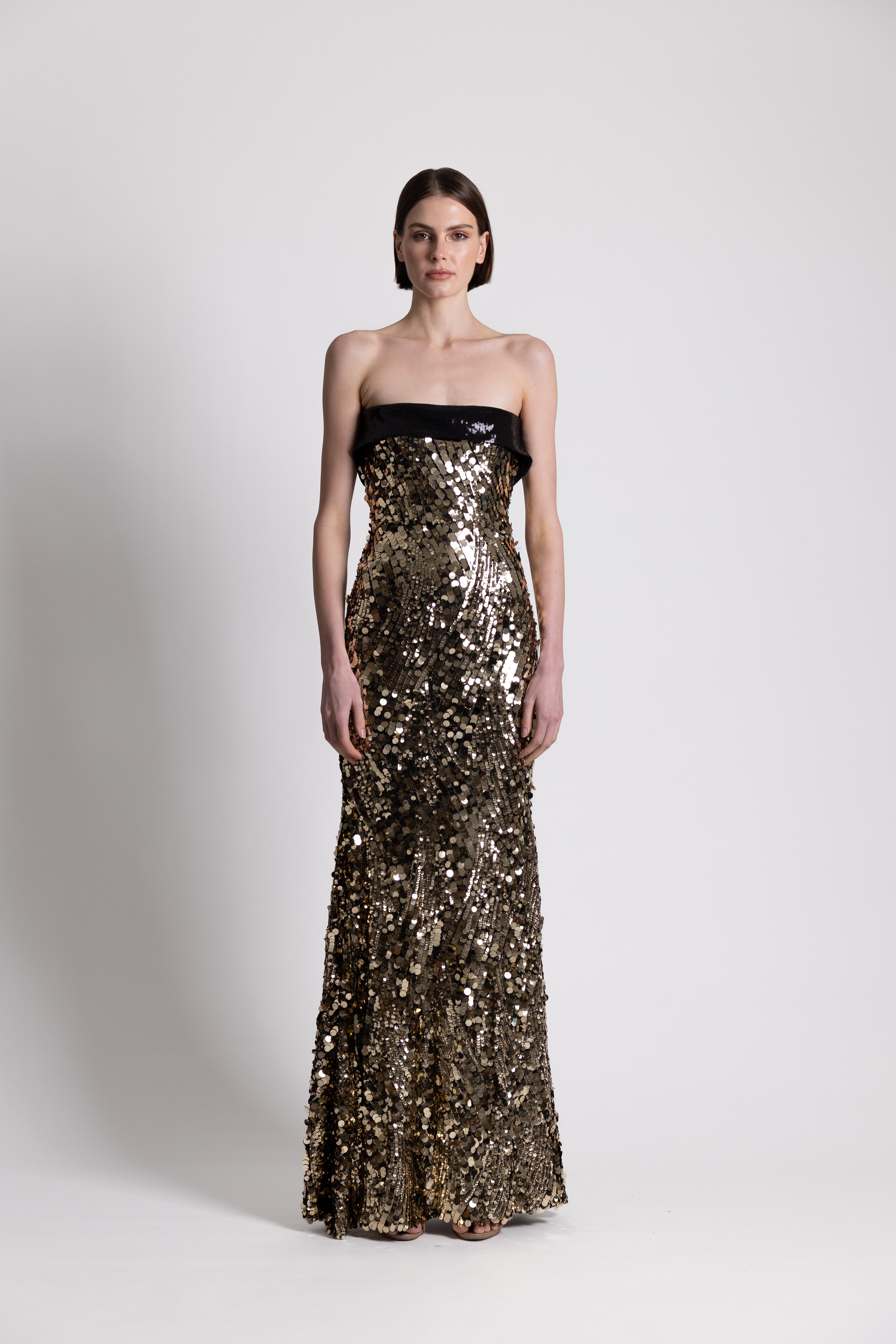 Gold X Black Sequins Gown