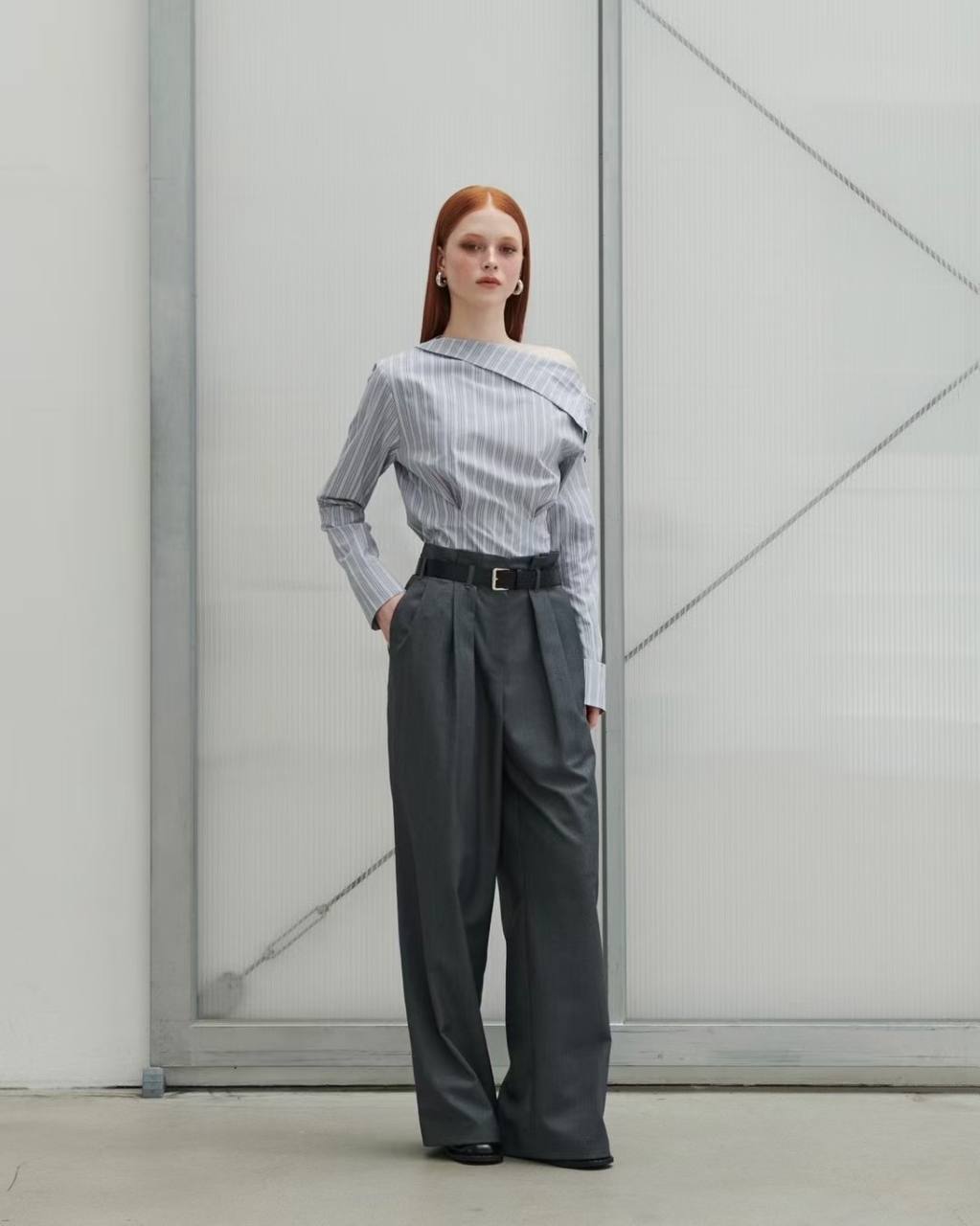 One-Shoulder Striped Shirt