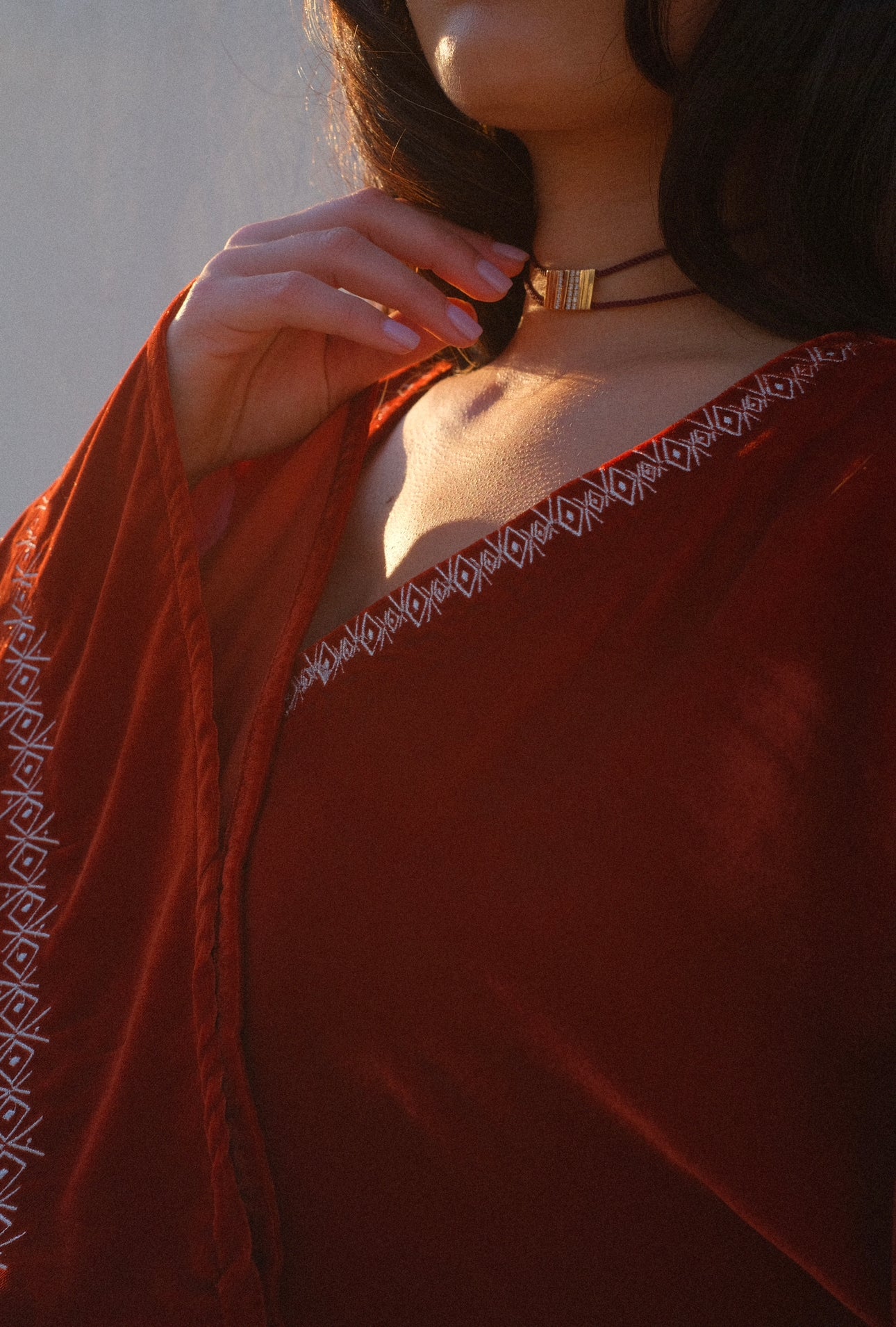 Embroidered Velvet Kaftan