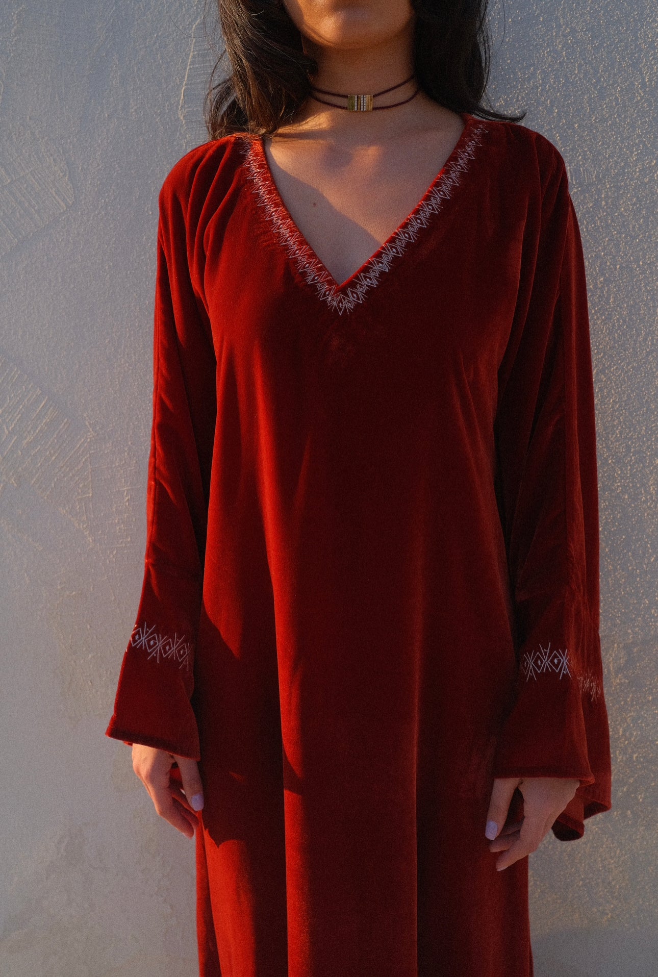 Embroidered Velvet Kaftan