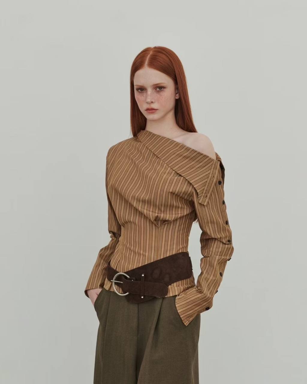 One-Shoulder Striped Shirt