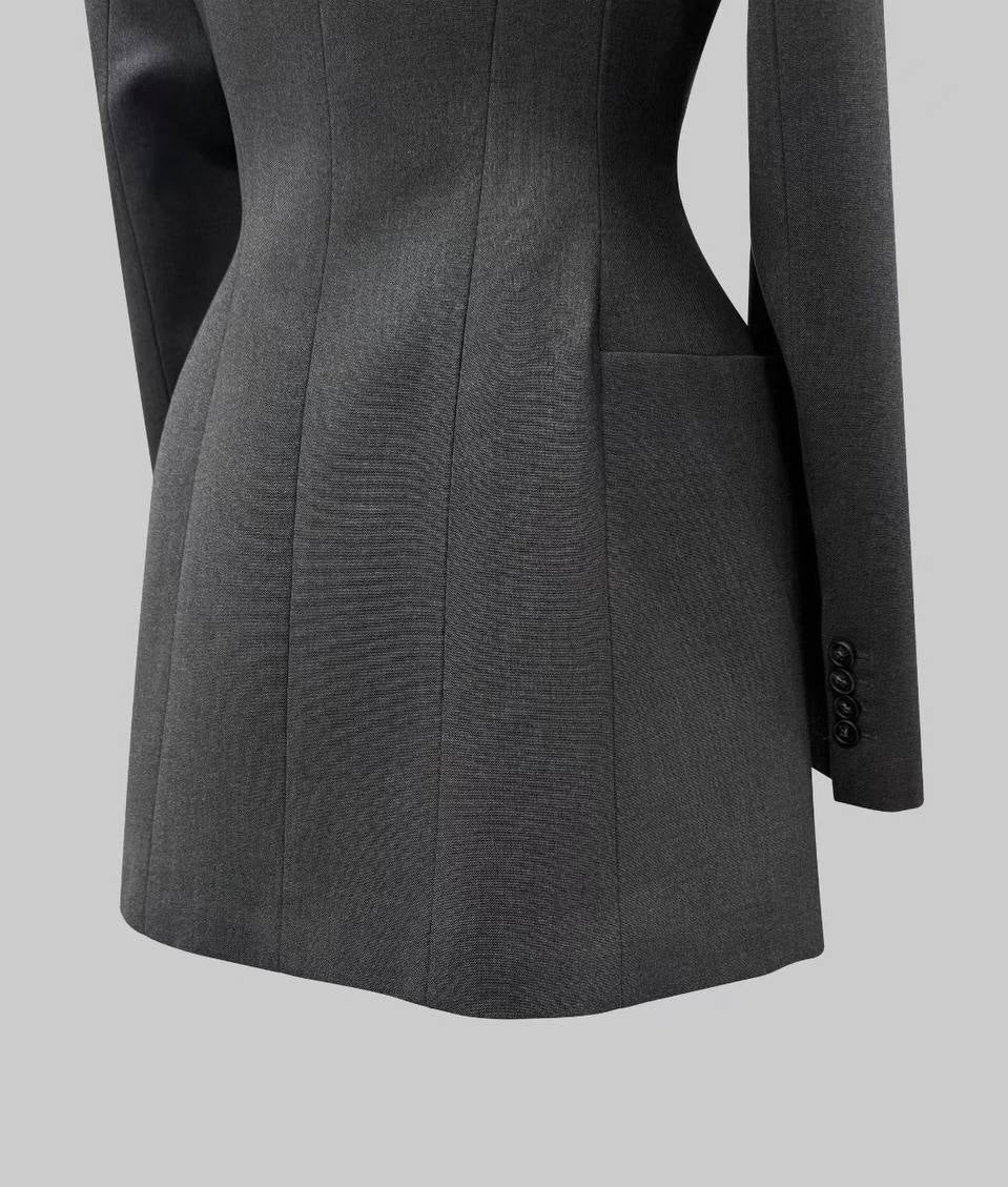 High-collar wrap blazer