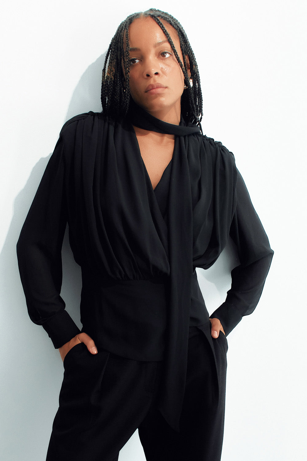 Chiffon Shirring Blouse