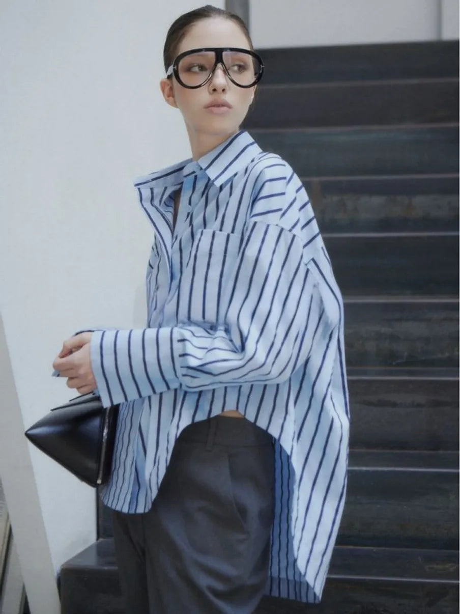 Asymmetrical striped shirt