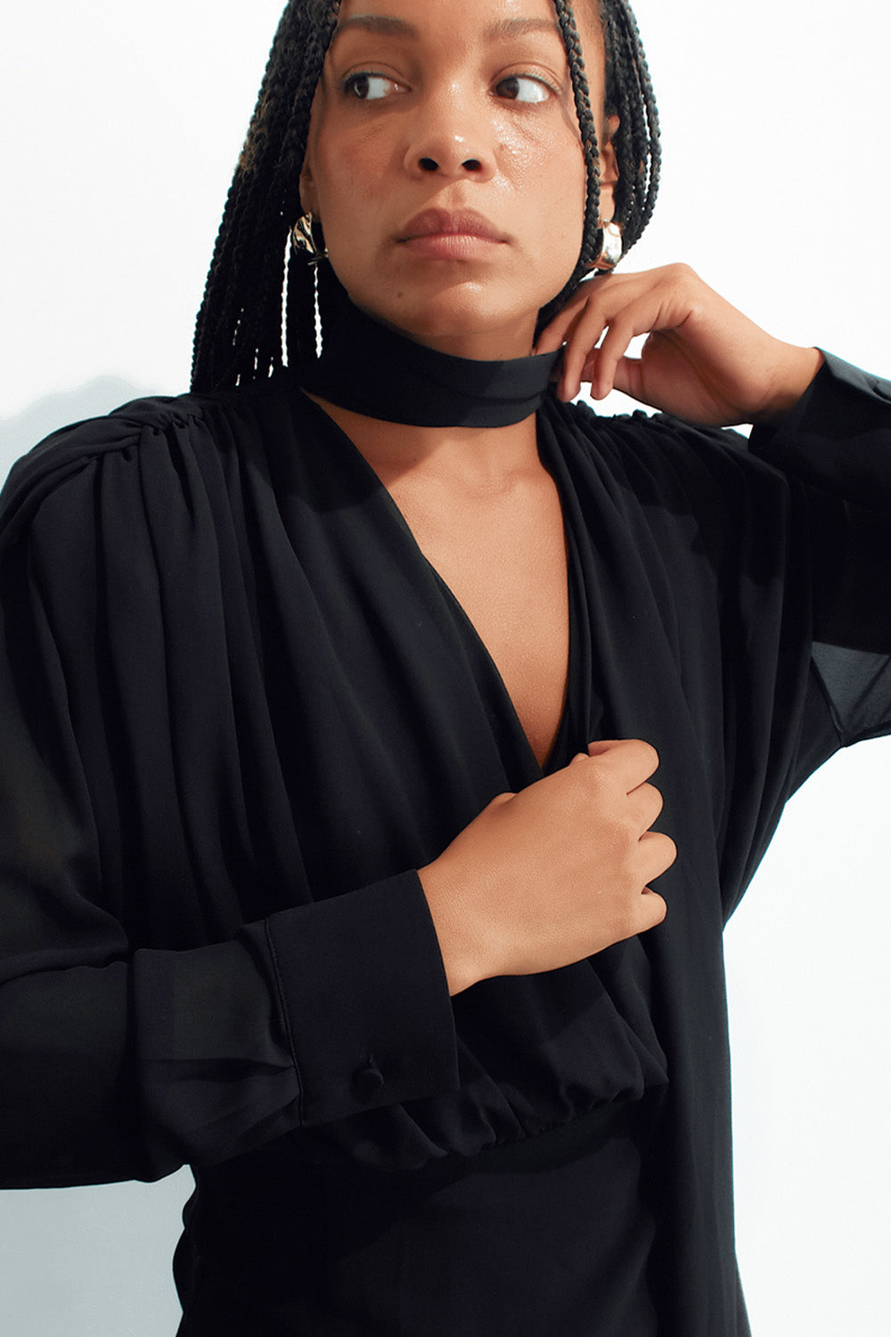 Chiffon Shirring Blouse