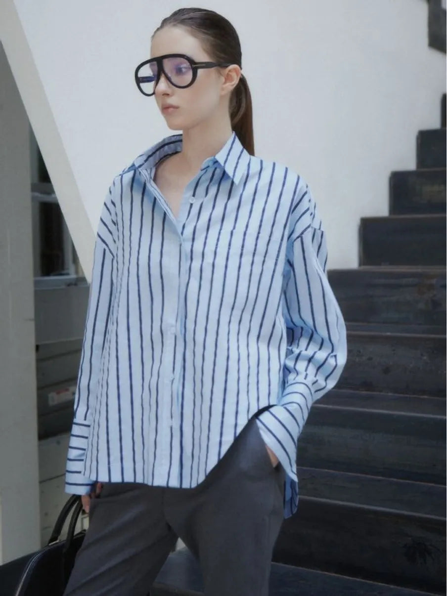 Asymmetrical striped shirt