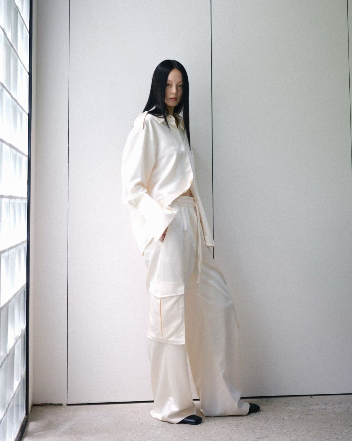 Satin Cargo Pants