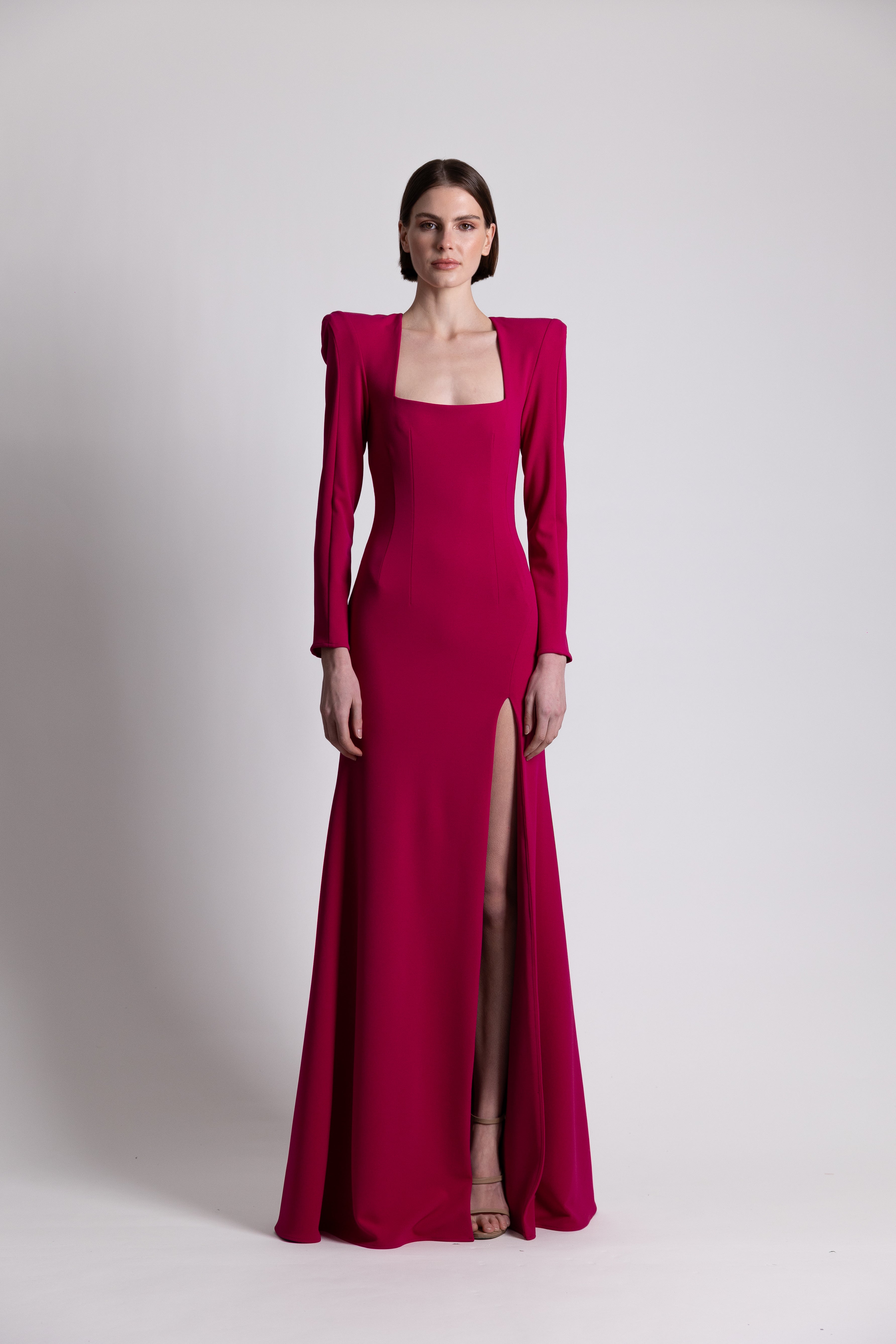 Magenta Long Sleeves Gown