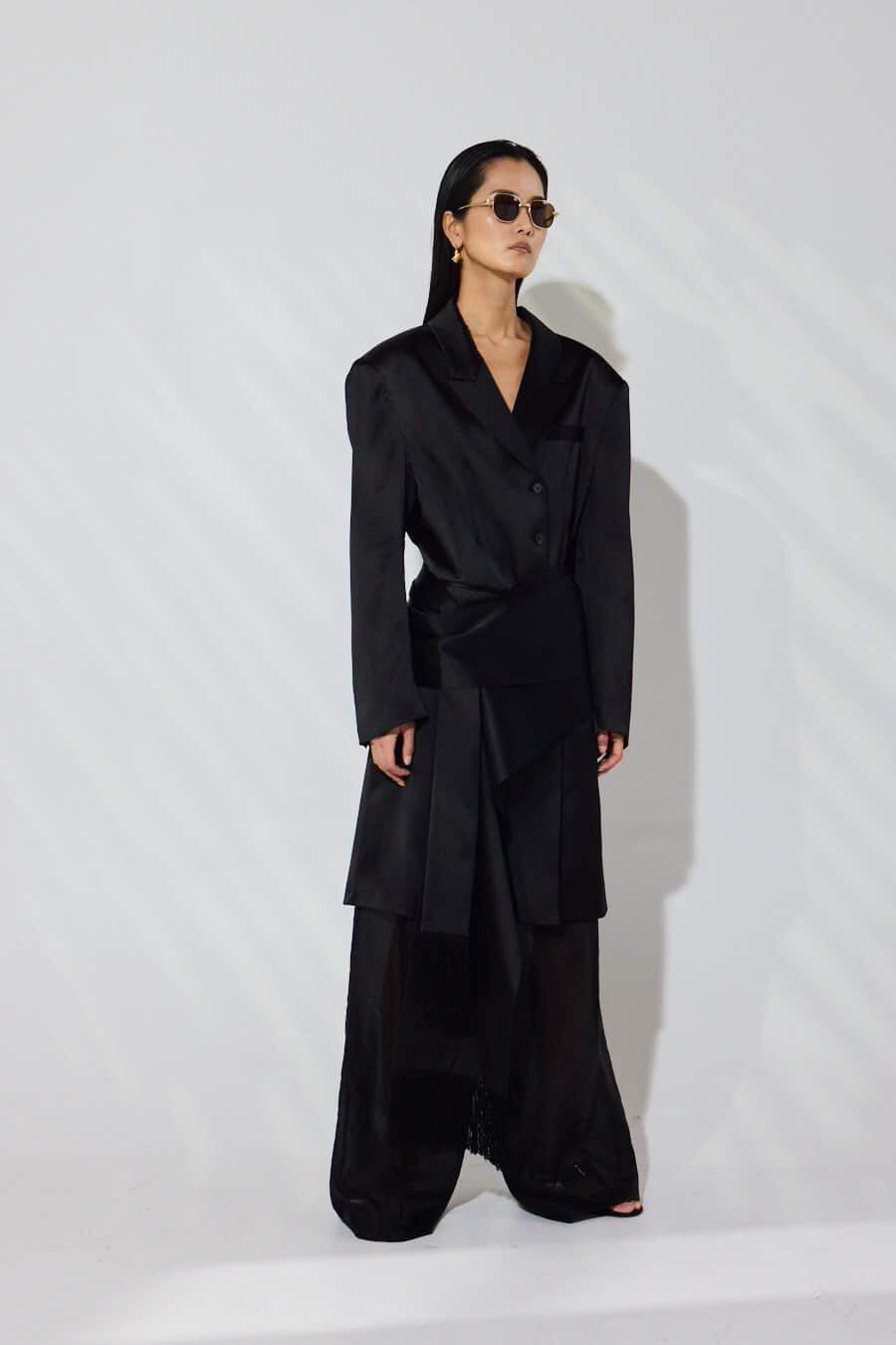 Fringed-Belt Blazer