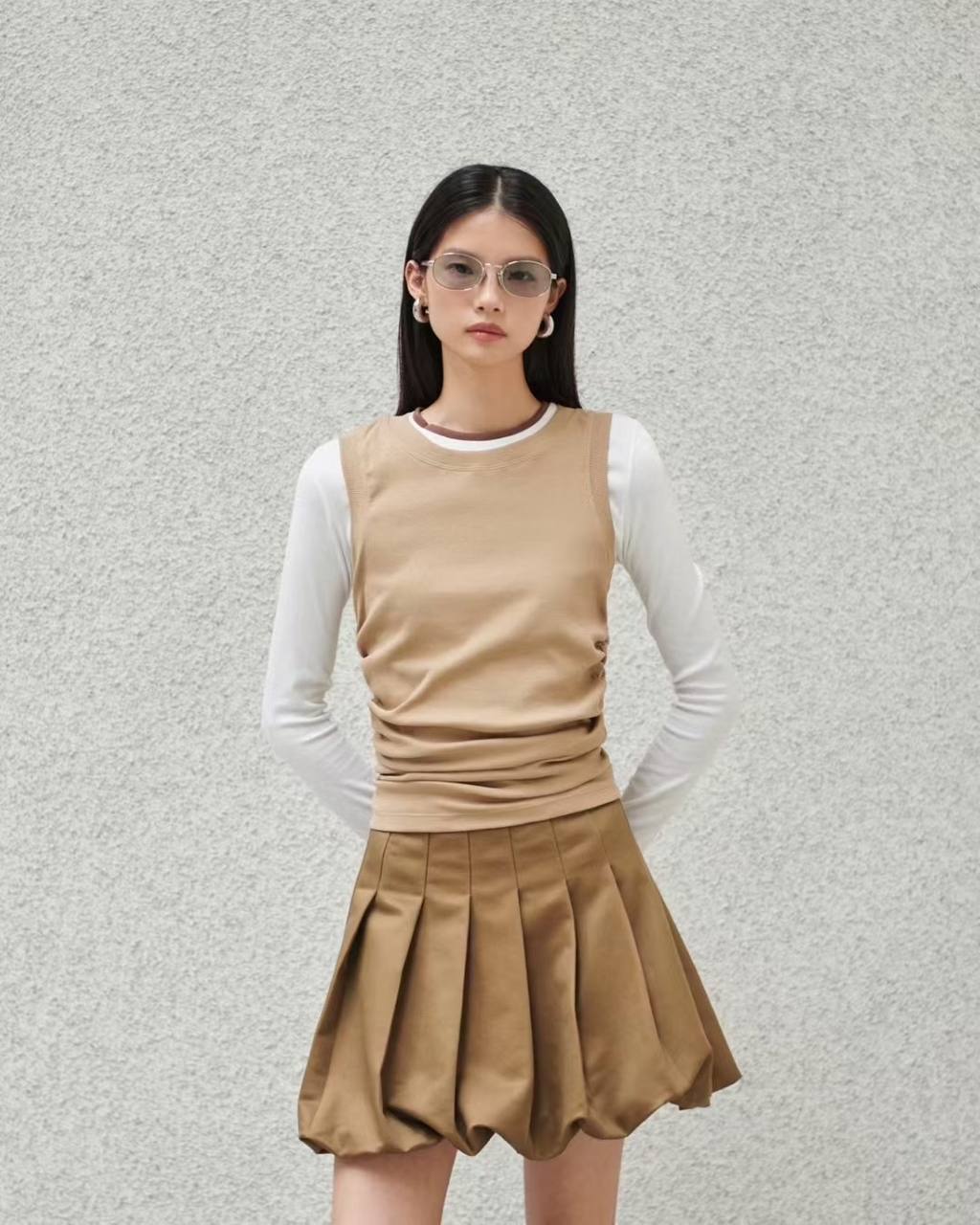 Layered long sleeves top