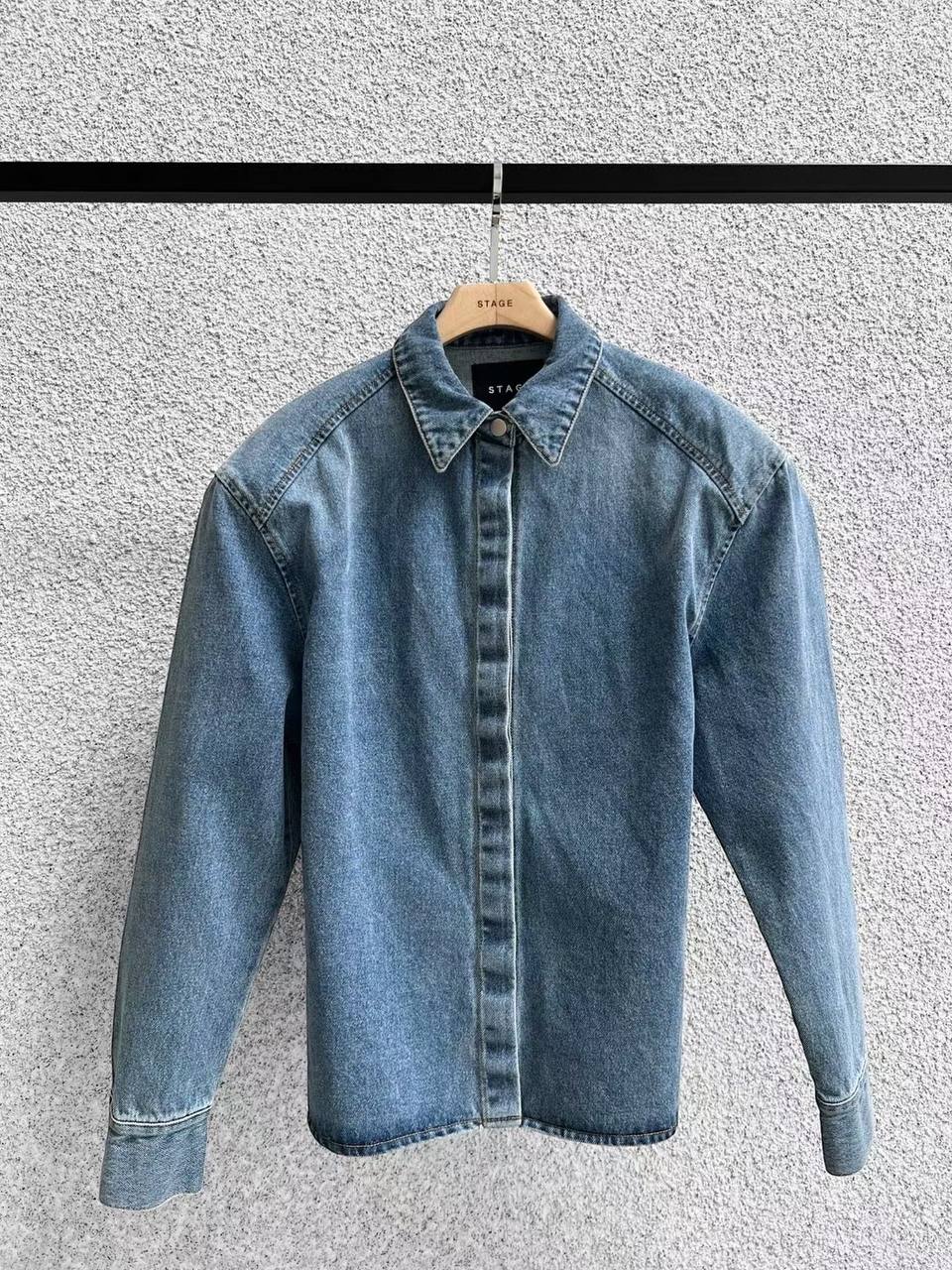 Denim belted shirt