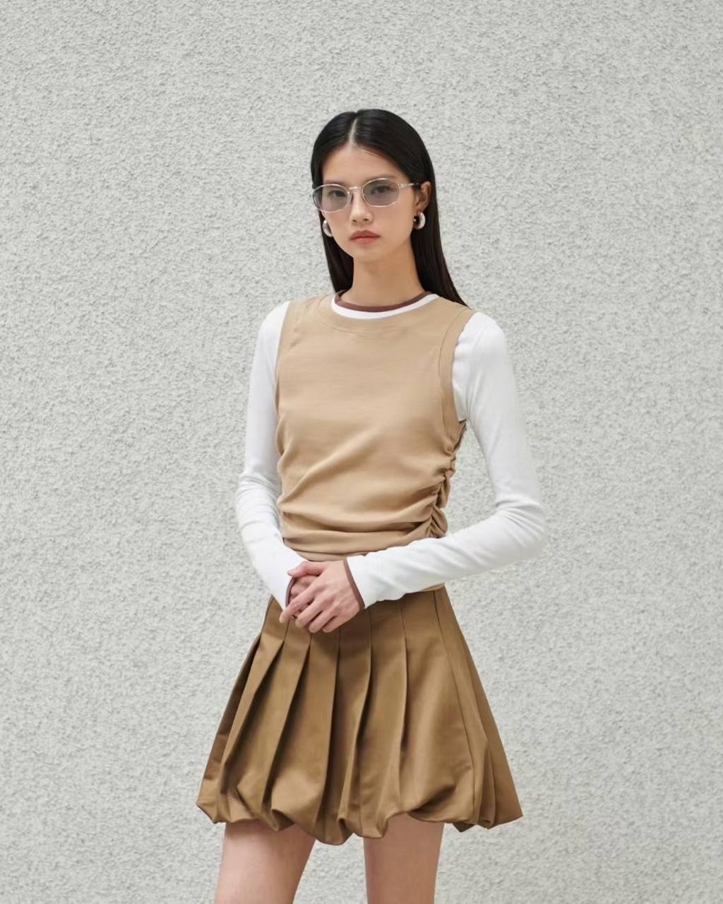 Layered long sleeves top